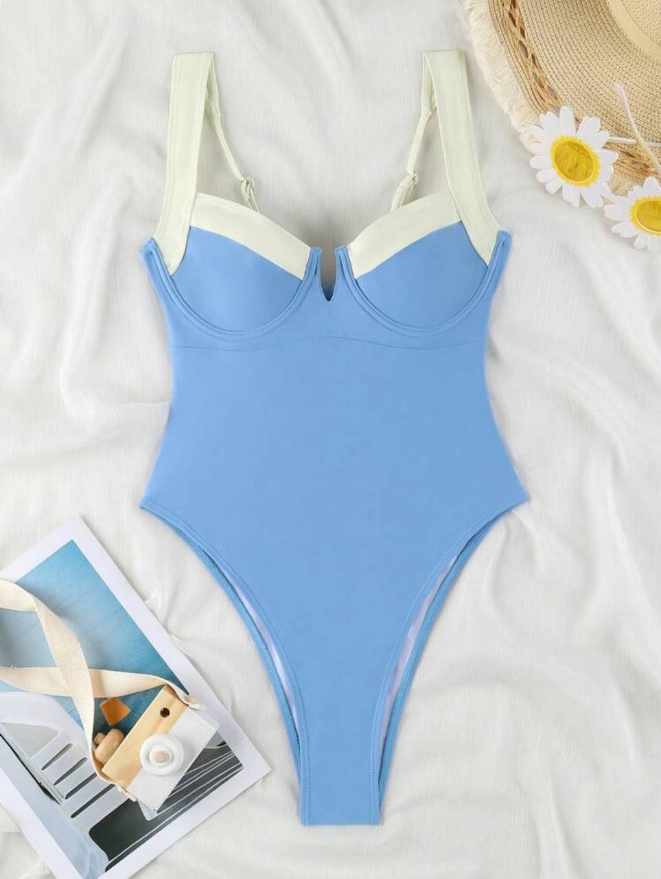 V-Neck One-Piece Swimsuit