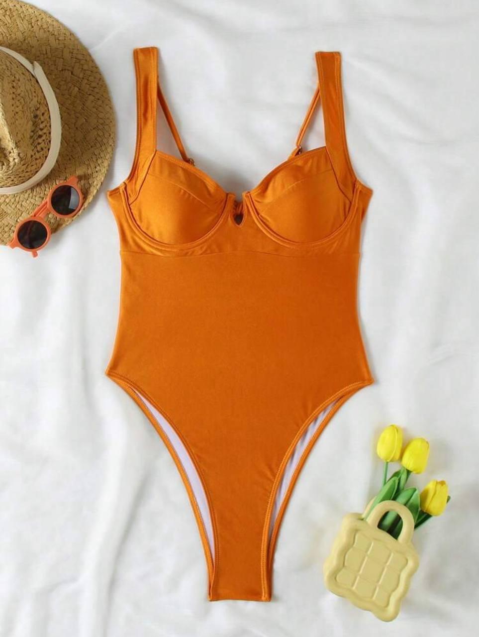 V-Neck One-Piece Swimsuit