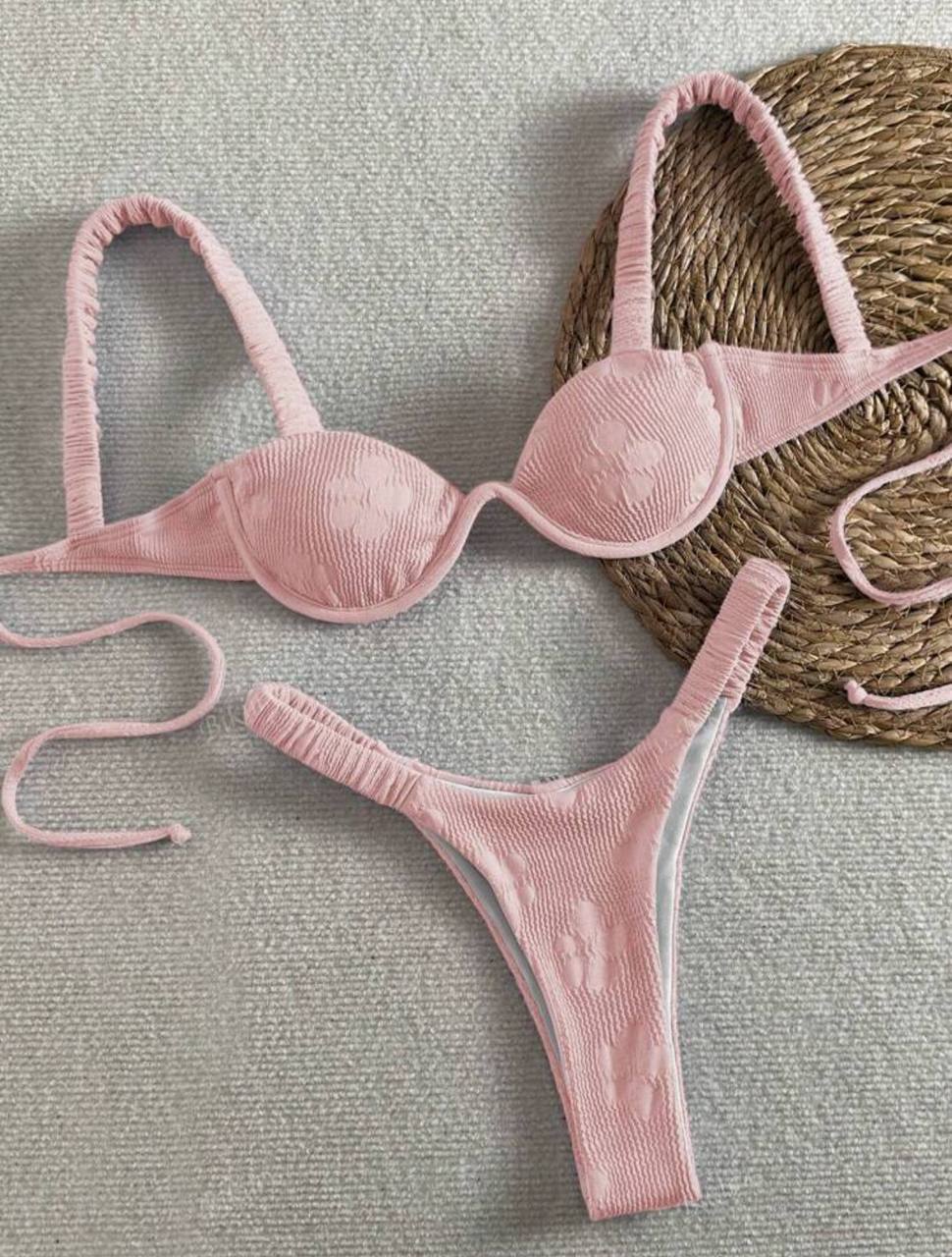 Floral Textured Underwire Bikini Set