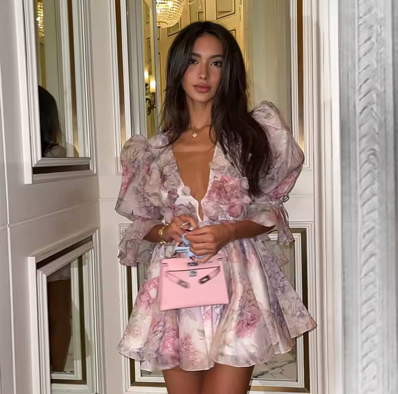 Chiffon Mini Dress Lady Sexy