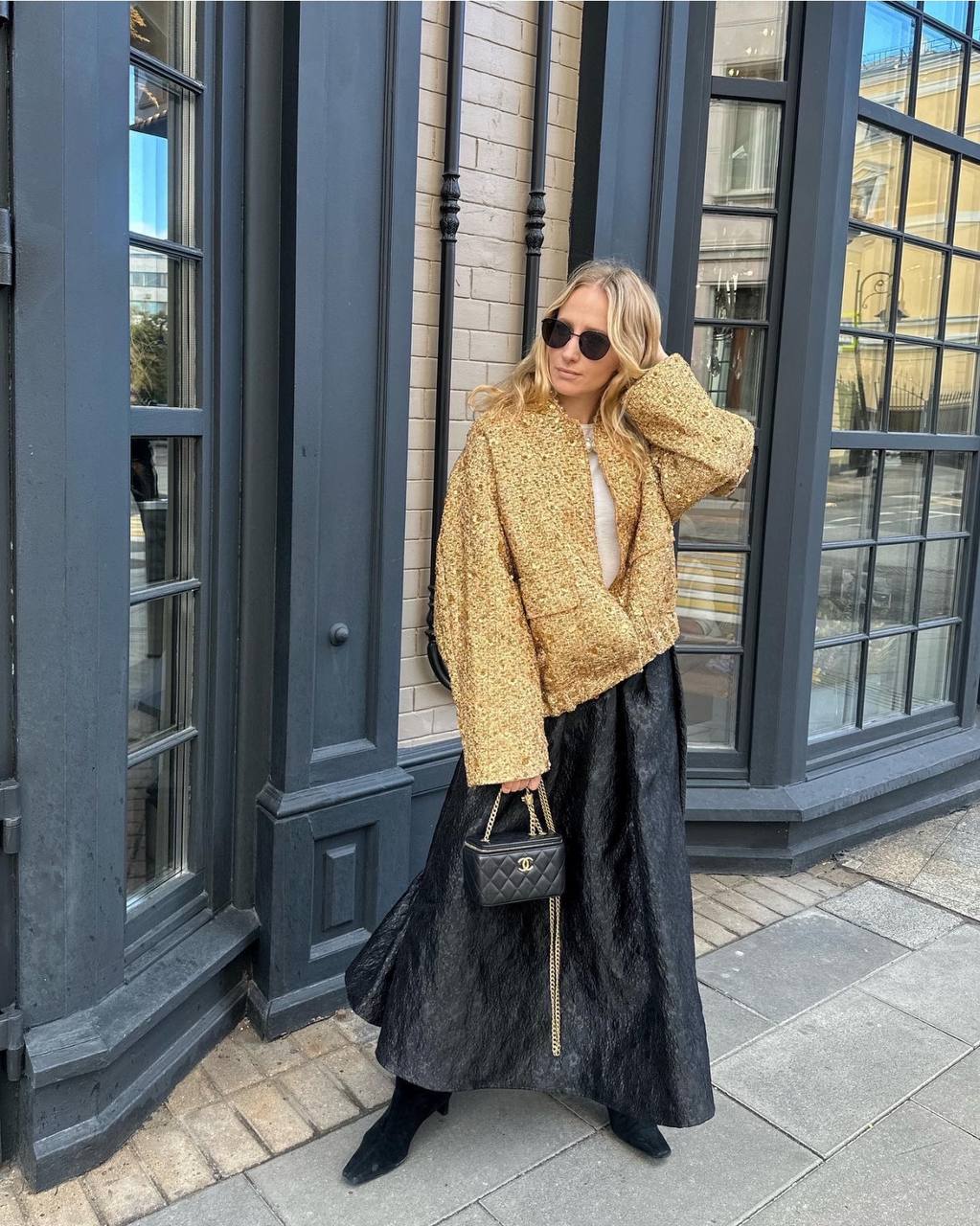Women Fashion Shiny Sequin Jacket Gold Color Stand Collar Long Sleeve Short Coat Autumn Winter Ladies High Streetwear