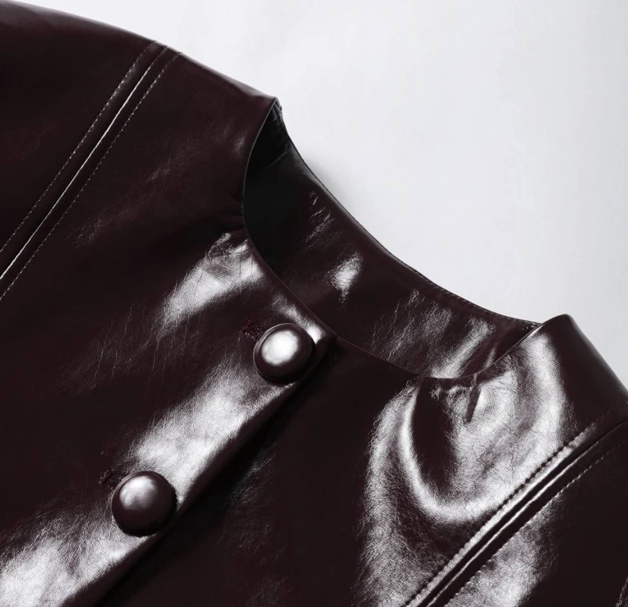 Elegant Women Leather Jacket Skirt Suit Turn Down Collar Single Breasted Female Coat High Waist Mini Skirts Lady Two Piece Sets