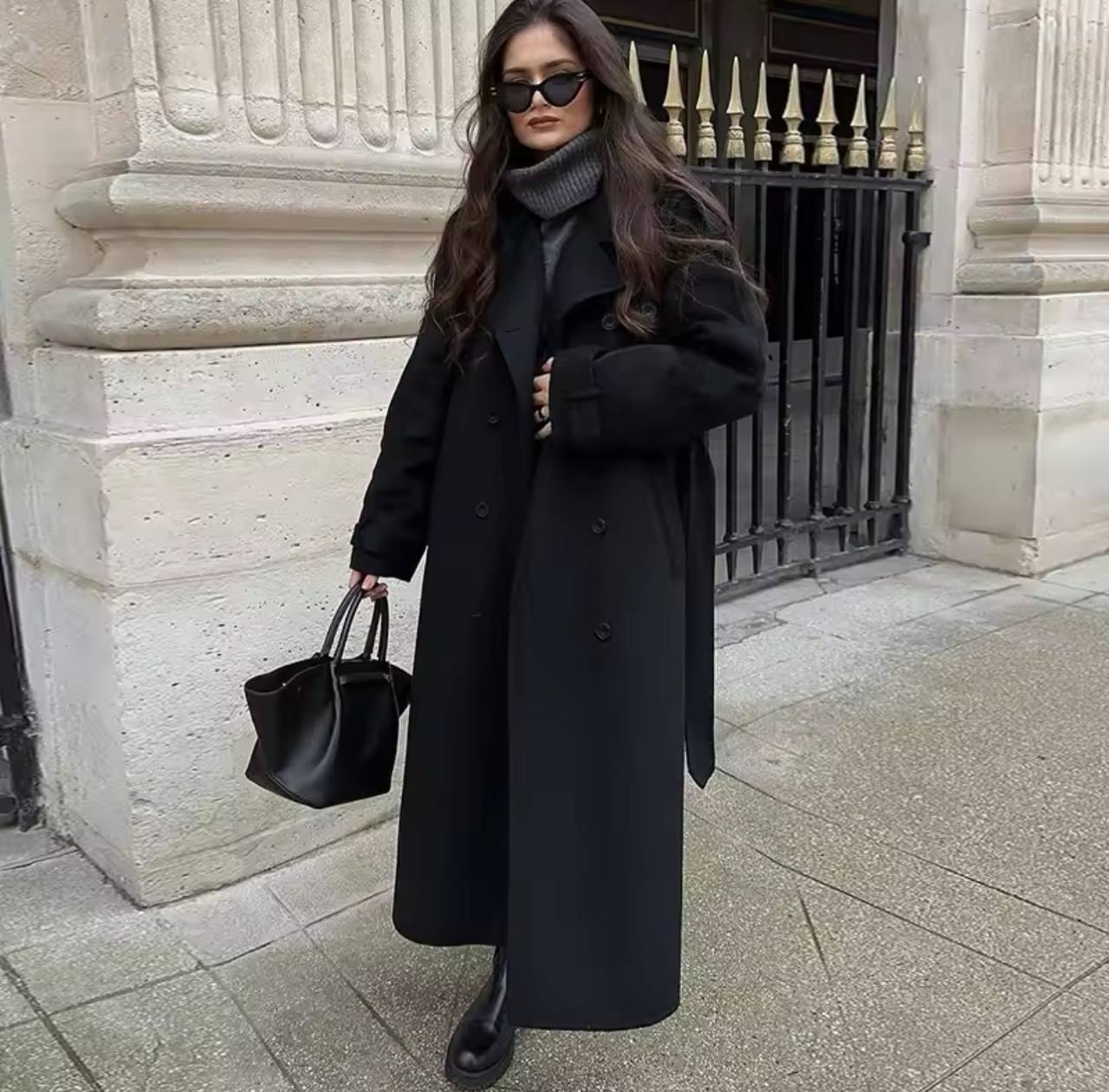 Elegant Burgundy Red Lapel Women Coat Full Sleeve Loose All-match Long Coats 2024 Autumn Winter Thicken Jacket High Streetwear